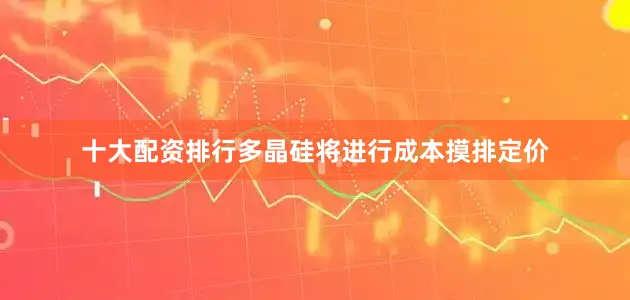 十大配资排行多晶硅将进行成本摸排定价